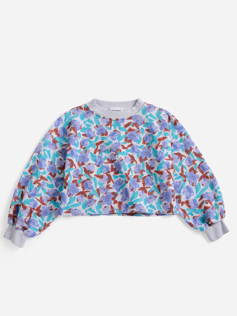 Bobo Choses Purple Watercolor All Over Cropped Sweatshirt – Young