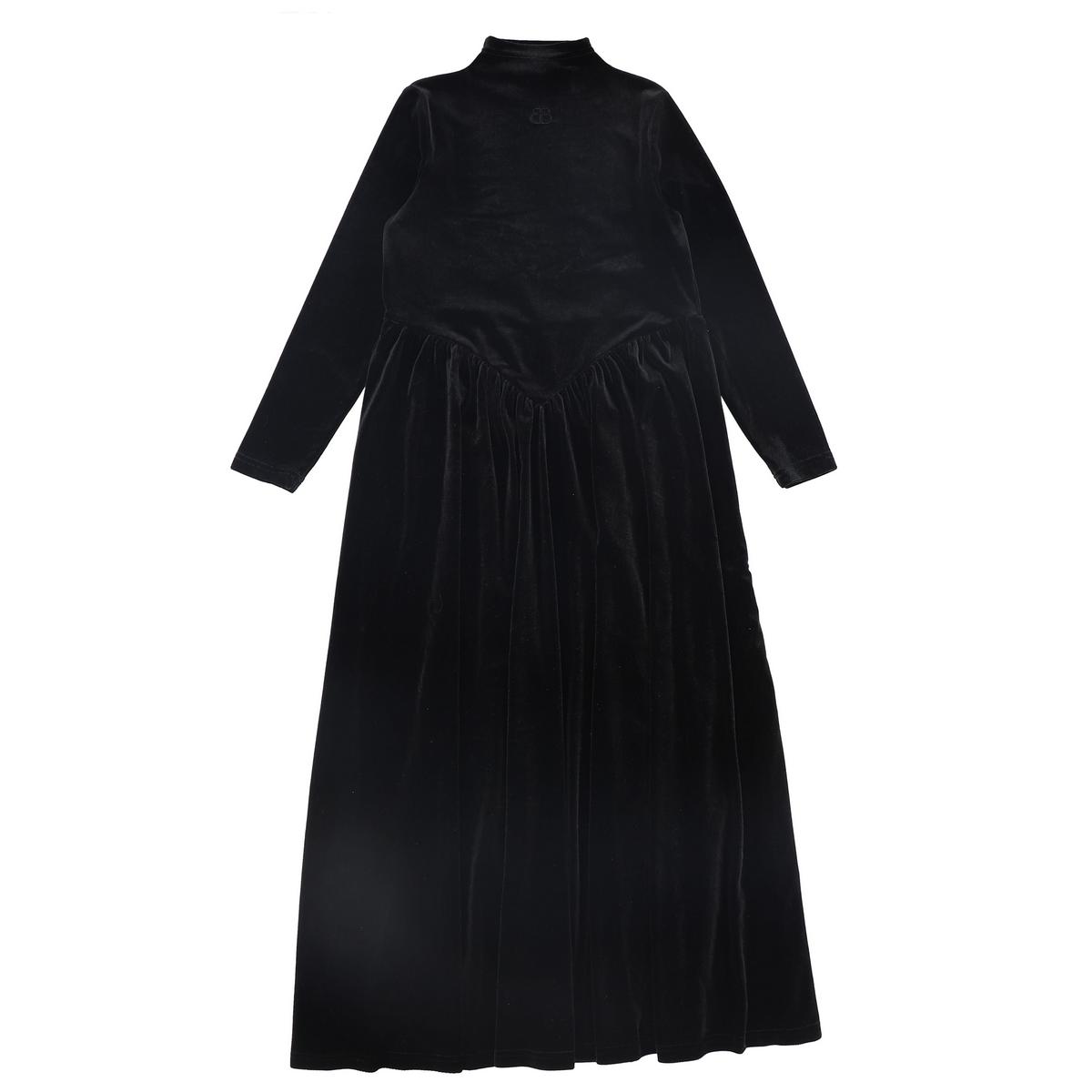 black basque waist dress Bamboo Black Basque Waist Velour Robe 9 / Black