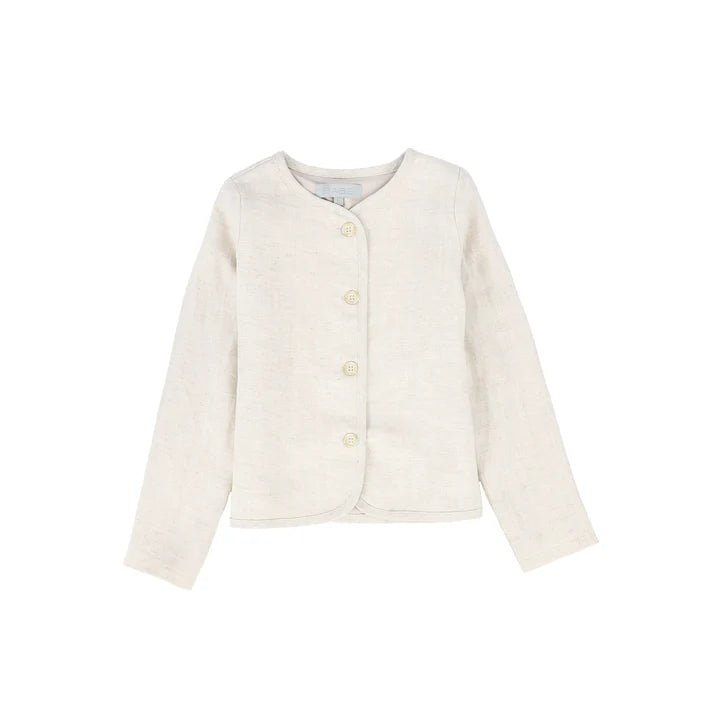 Bace Tan Linen Herringbone Blazer - Boys Premium Button Jacket