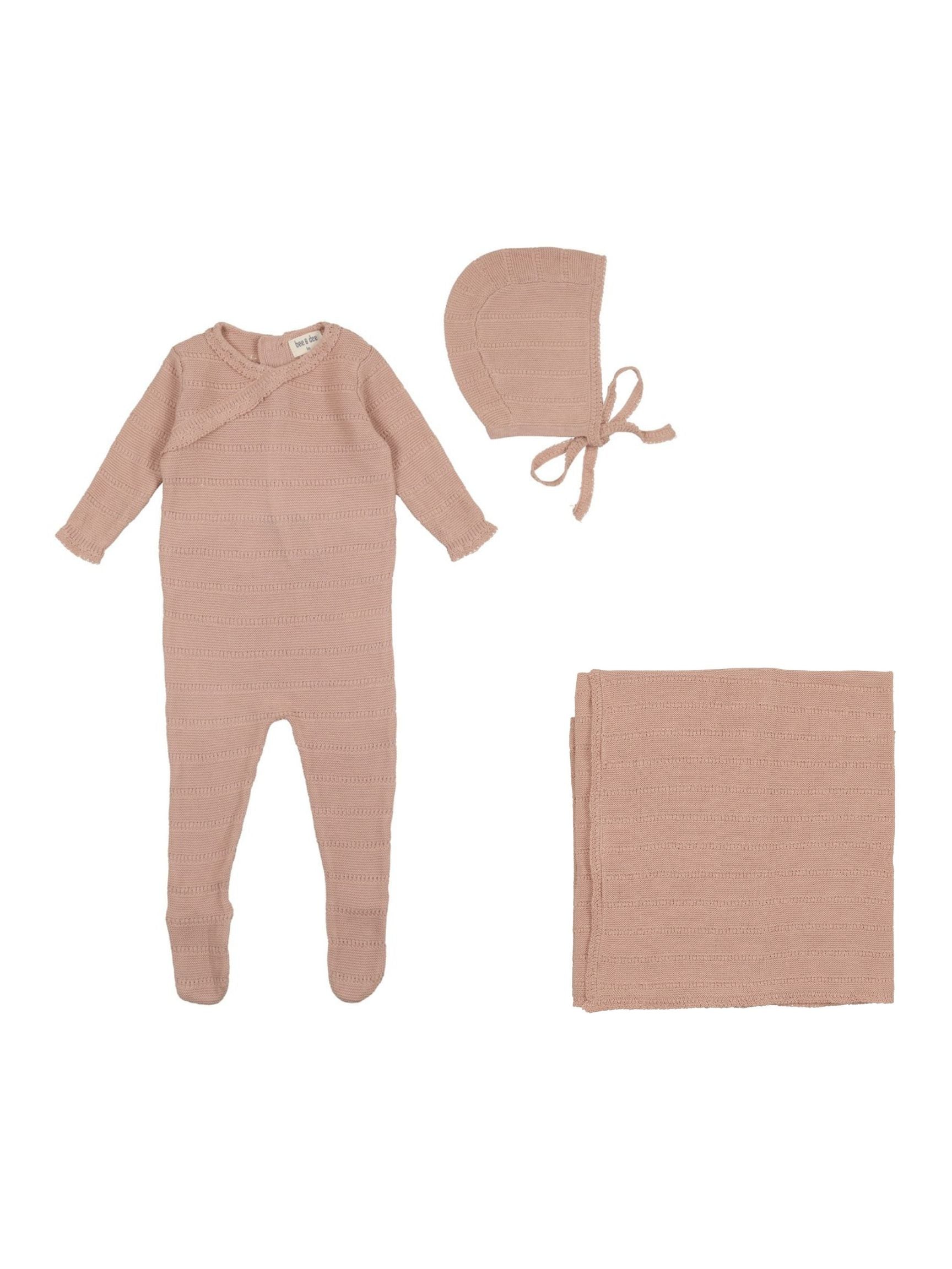 Bee & Dee Darling Pink Pointelle Knit Collection Take Me Home Set