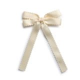 Halo Luxe Ivory Gumdrop Scalloped Satin Bow Clip