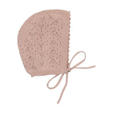 Lilette Pink Heart Open Knit Bonnet