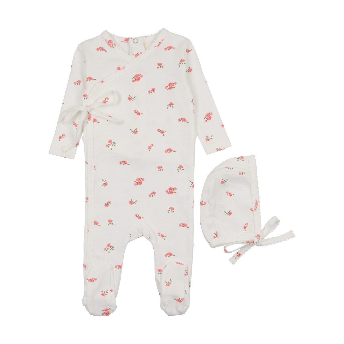 Lilette Flower Side Snap Footie Set - Peach main image 0