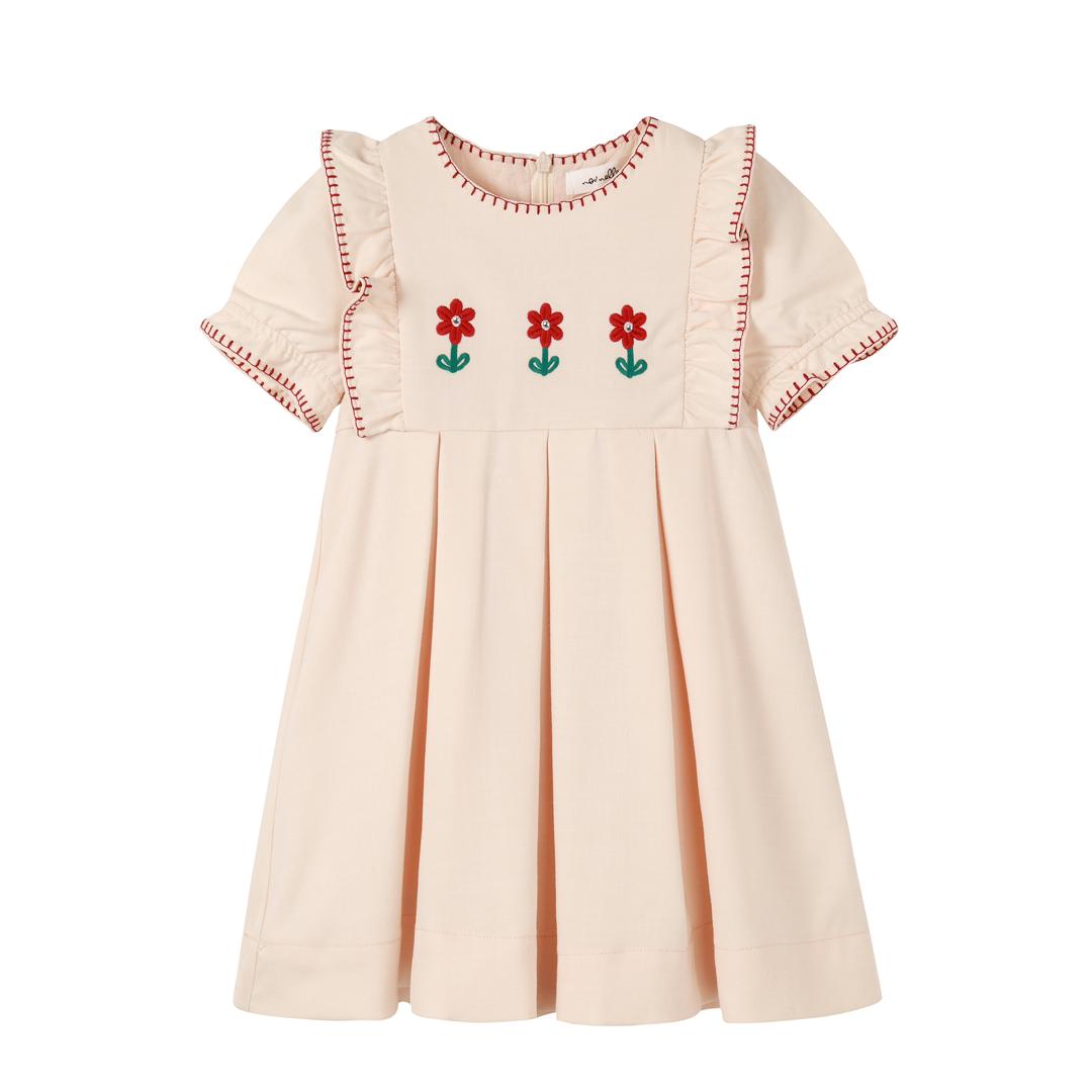 Nou Nelle Peach Pleated Embroidered Dress Young Timers Boutique Nou Nelle Peach Pleated Embroidered Dress Young Timers Boutique