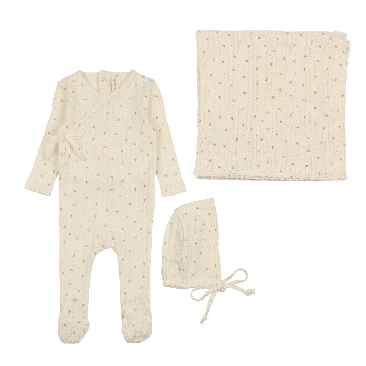 Lilette Printed Pointelle Wrap Footie - Milk/Taupe main image 1