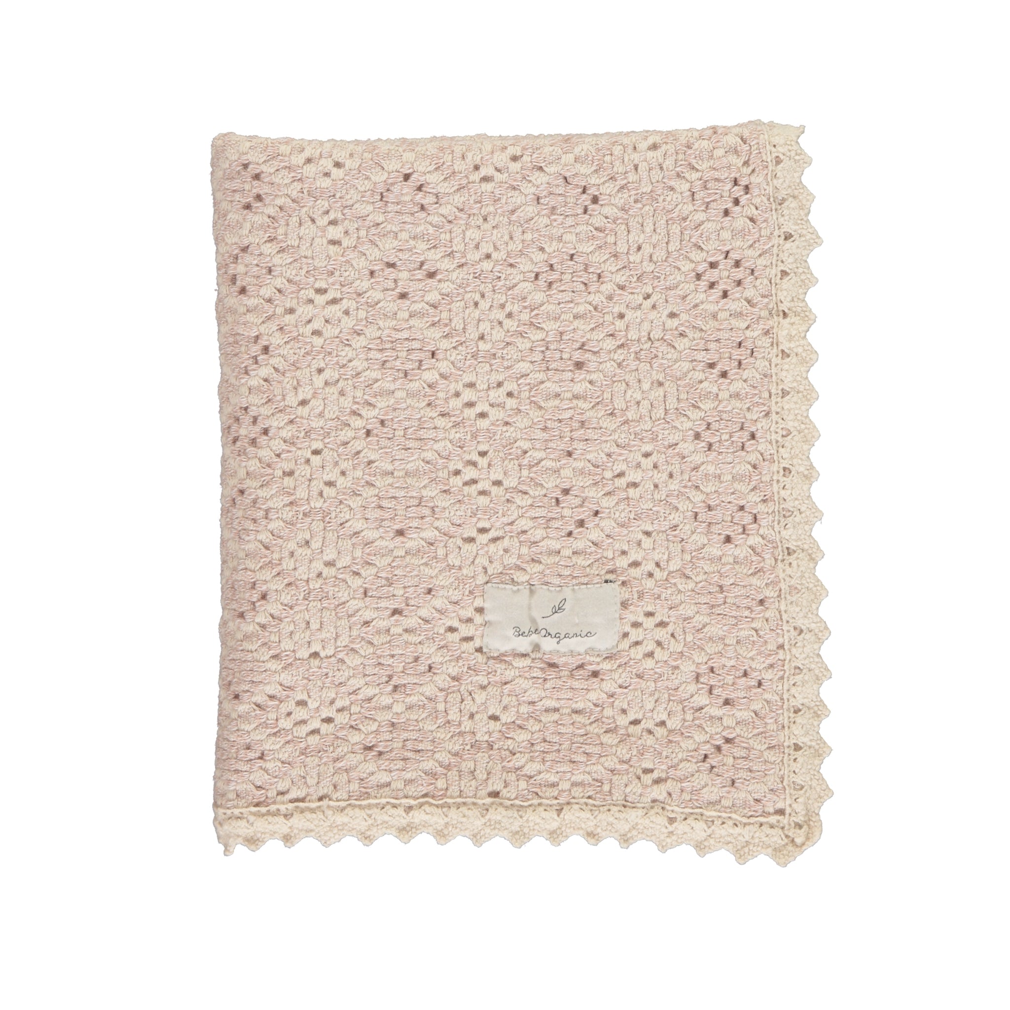 Bebe Organic Crochet Blanket - Rose Bebe Organic Crochet Blanket - Rose