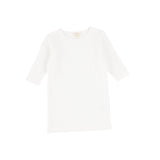 Lil Legs Pure White Ribbed 3/4 Sleeve Tee