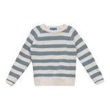 Pompomme Sage/White Striped Crochet Sweater