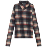 G-Degree Black Plaid Crossover V Mock Neck Top