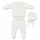 Carmina White Textured Eyelet Knit Set