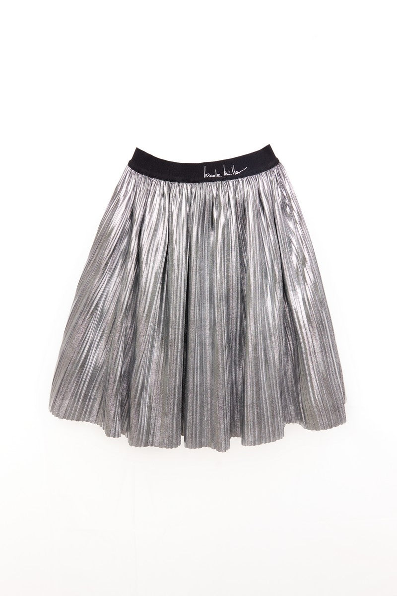 Nicole Miller Silver Pleated Skirt