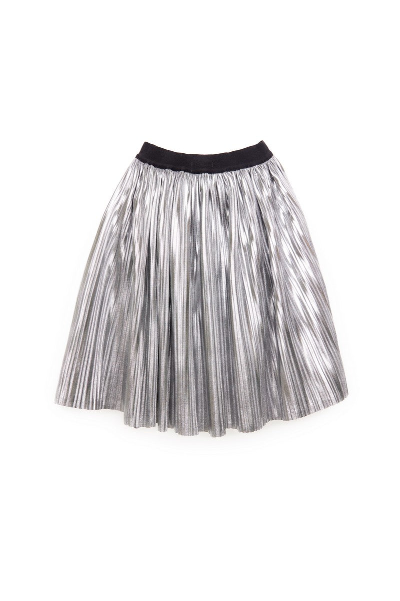 Nicole Miller Silver Pleated Skirt