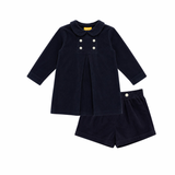 Le Bourdon Navy Collar Pleat Set