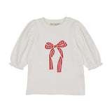 Teela Coral Gingham Bow Top