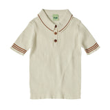 Fub Ecru Stripe Detail Knit Polo Shirt
