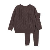 Analogie Chocolate Brown Chunky Cable Knit Set