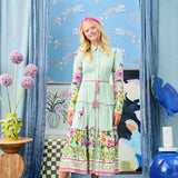 Laurent Mint Floral Border Dress
