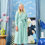 Laurent Sage Button Down Tucked Bodice Dress