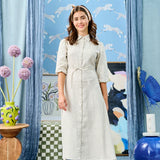 Laurent Tan Button Down Dress