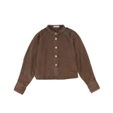 Valentina Brown Contrast Seam Crop Blouse