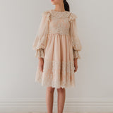 Petite Amalie Cream Lace Applique Tulle Babydoll Dress