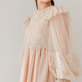 Petite Amalie Cream Lace Applique Tulle Babydoll Dress