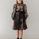 Petite Amalie Black/Nude Butterfly Tulle Dress