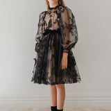 Petite Amalie Black/Nude Butterfly Tulle Dress