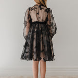 Petite Amalie Black/Nude Butterfly Tulle Dress