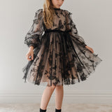 Petite Amalie Black/Nude Butterfly Tulle Dress