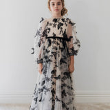 Petite Amalie Cream/Black Butterfly Tulle Gown