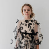 Petite Amalie Cream/Black Butterfly Tulle Gown