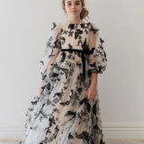 Petite Amalie Cream/Black Butterfly Tulle Gown