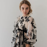 Petite Amalie Cream/Black Butterfly Tulle Gown
