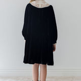 Petite Amalie Black/Cream Lace Yoke Velvet Dress