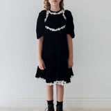 Petite Amalie Black/Cream Rose Lace Velvet Dress