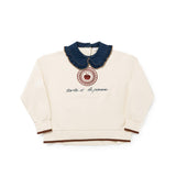 Birnham On The Sea Ecru Denim Ruffle Collar Sweatshirt