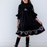 Petite Amalie Black/White Embroidered Cord Dress