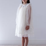 Petite Amalie Cream Lace Applique Tulle Dress