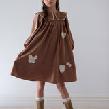 Petite Amalie Caramel Scattered Applique Cord Dress