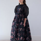 Petite Amalie Black Floral Organza Gown