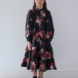 Petite Amalie Black Floral Black Floral Poplin Dress