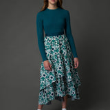 Zaikamoya Green Flower Layered Skirt