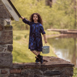 La Nina Navy Watercolor Print Dress