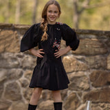 Bonjour Black Taffeta Beaded Bow Dress
