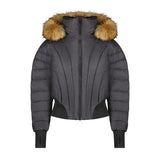 Scotch Bonnet Black With Natural Fur Seashell Down Coat