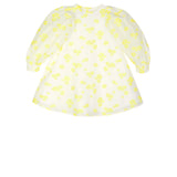 JNBY White And Yellow Puff Sleeve Dress
