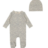 Lilette French Blue Floral Printed Footie & Beanie