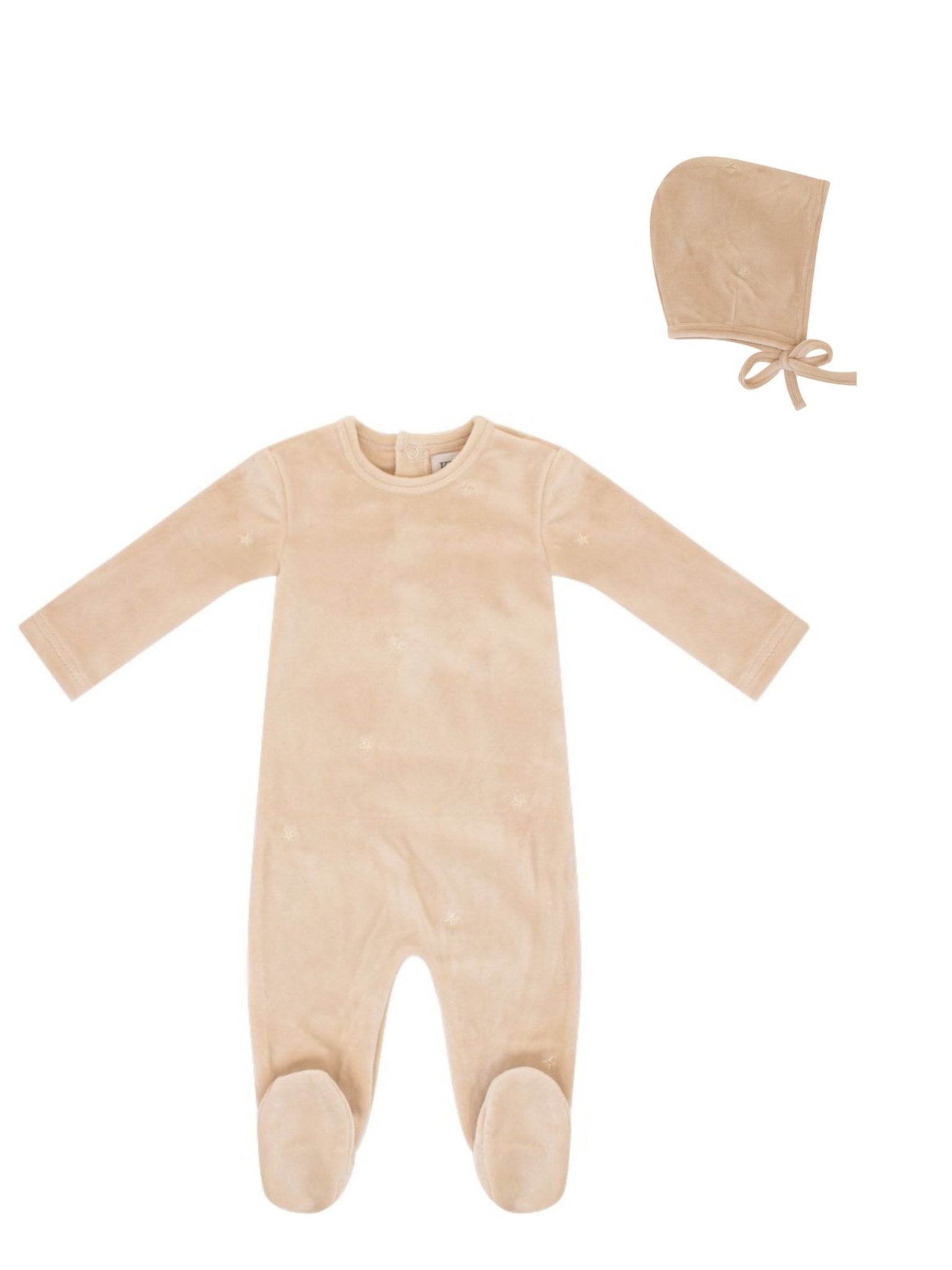 Kipp Natural Embroidered Star Footie & Bonnet Set