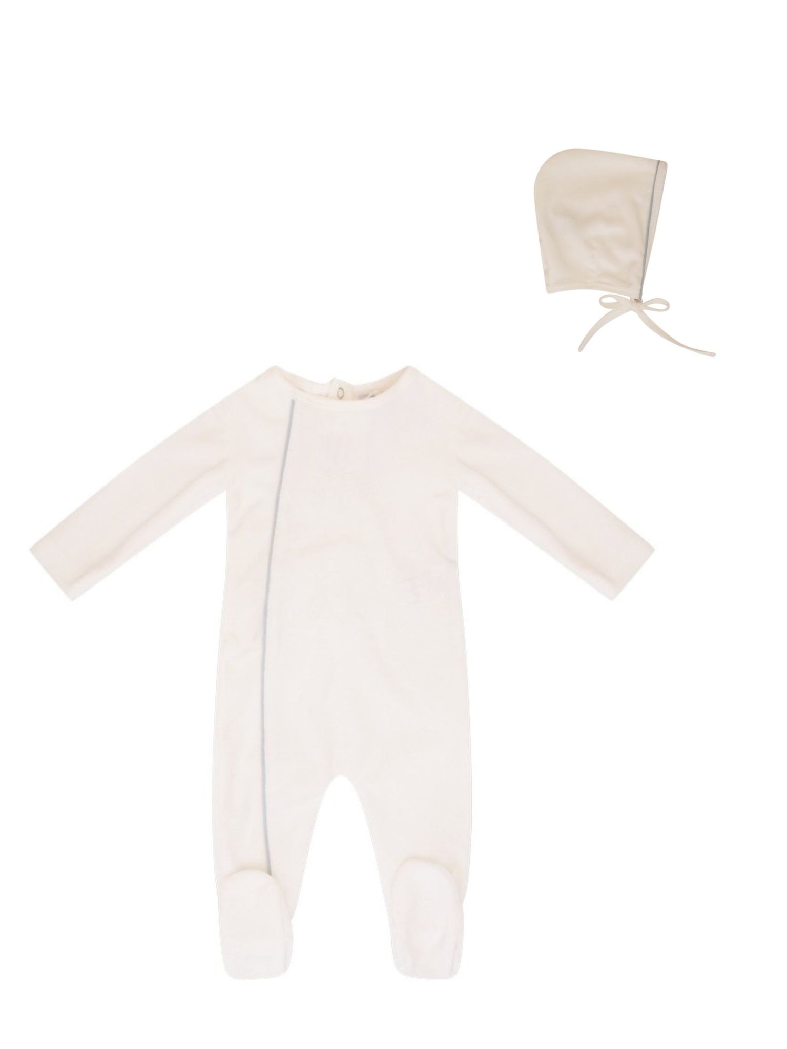 Kipp Blue Piped Footie & Bonnet Set